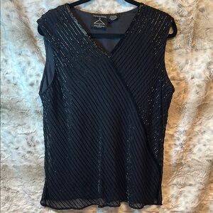 Anthony Mark Hankins Shopping with Anthony Black Asymmetrical Beaded Blouse